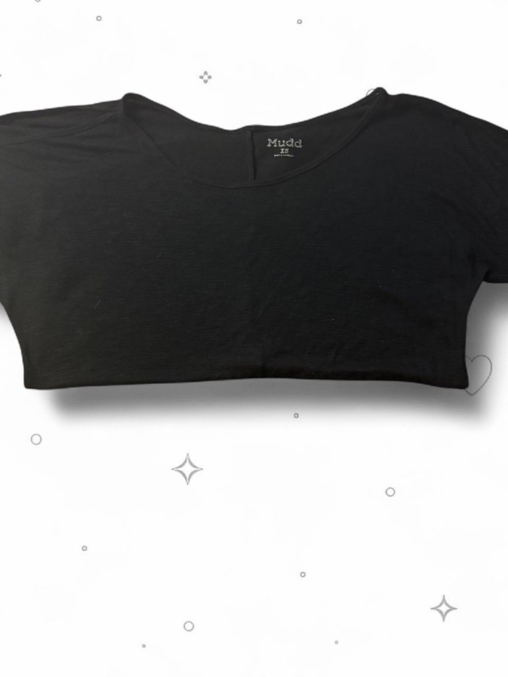 Mudd Juniors XS Black Boxy Cropped Dolman T-Shirt